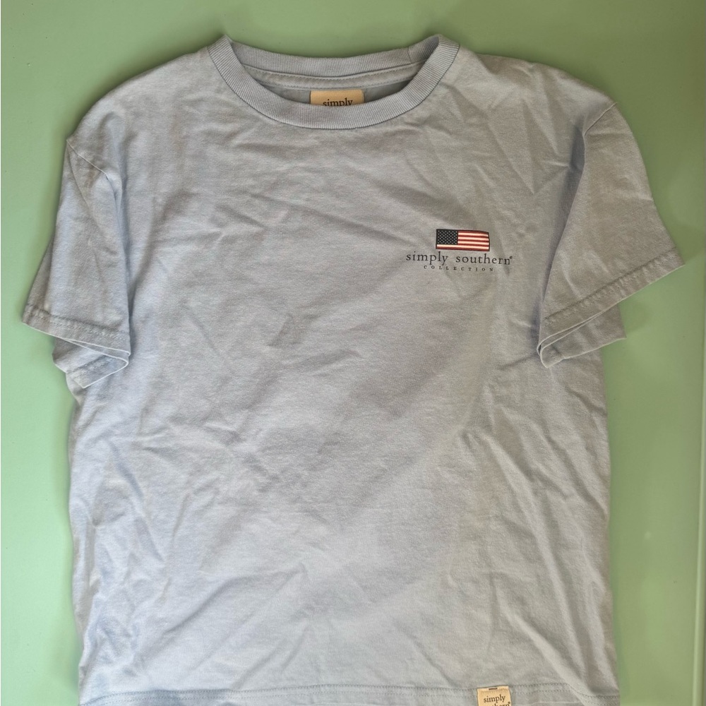 Simply Southern Sky Blue Tee with‎ Flag Design